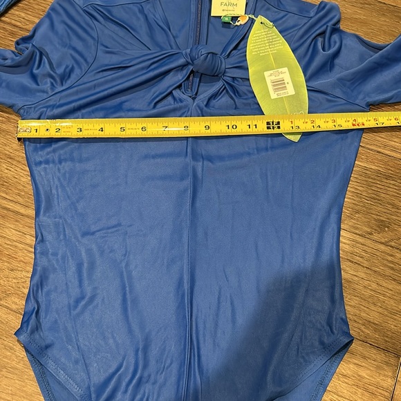 FARM Rio Bright Blue Long Sleeve Bodysuit size M - Picture 7 of 7